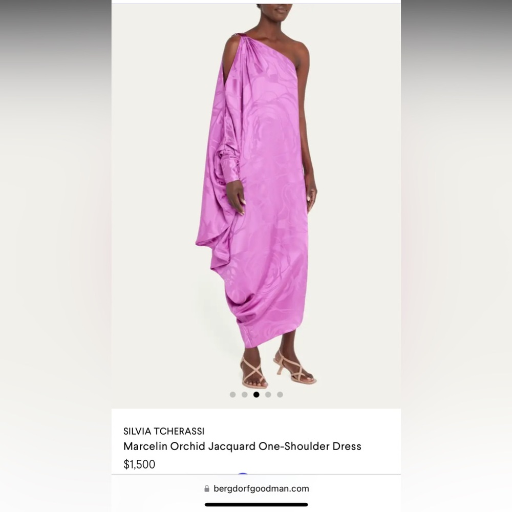 Silvia Tcherassi Marcelina Orchid Jacquard One Shoulder Dress